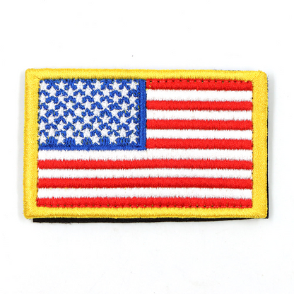 American flag patch with yellow border