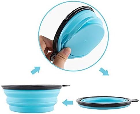 Diagram showing the silicone bowl folding flat for storage