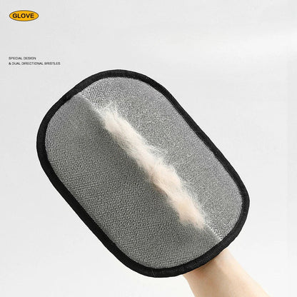 Close-up of pet hair collected on the glove surface