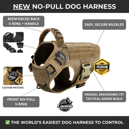 Infographic highlighting tactical harness control and adjustment features