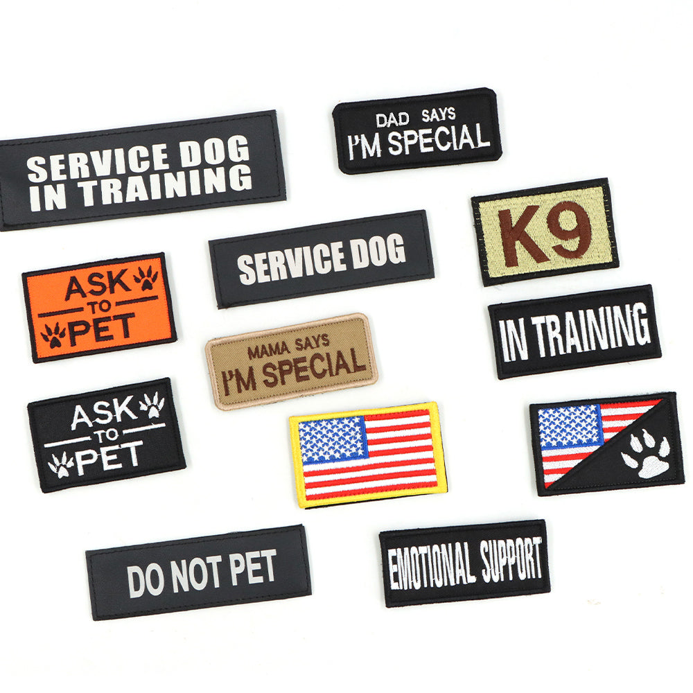 Close-up of service, training and identification patches