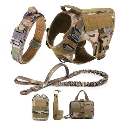Flat lay of the All-In-One Kit with camouflage harness and matching accessories