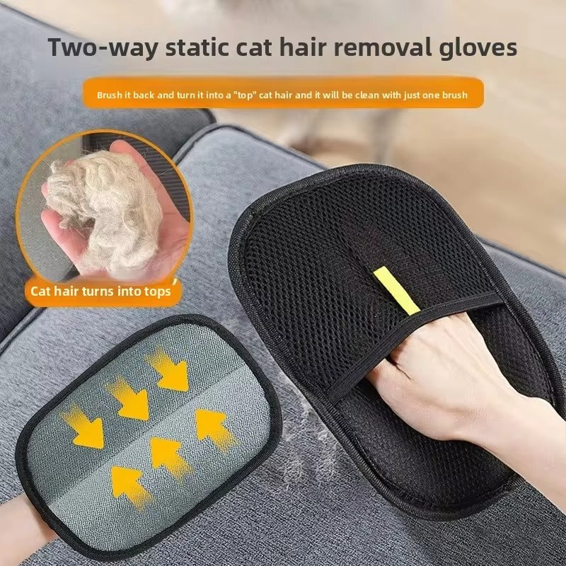 Graphic showing two-way static brushing for pet hair removal